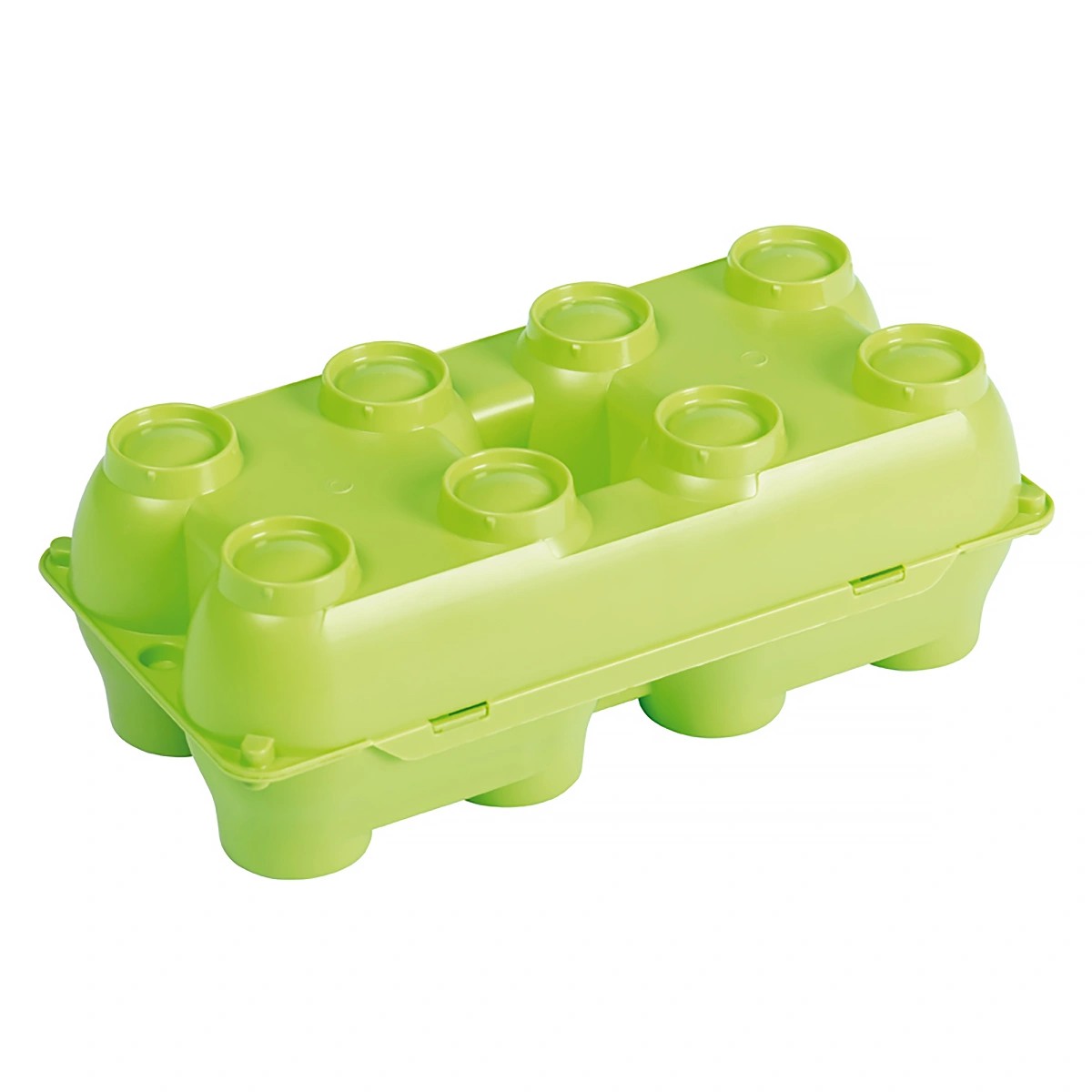 green stackable reusable plastic egg tray for 8 eggs