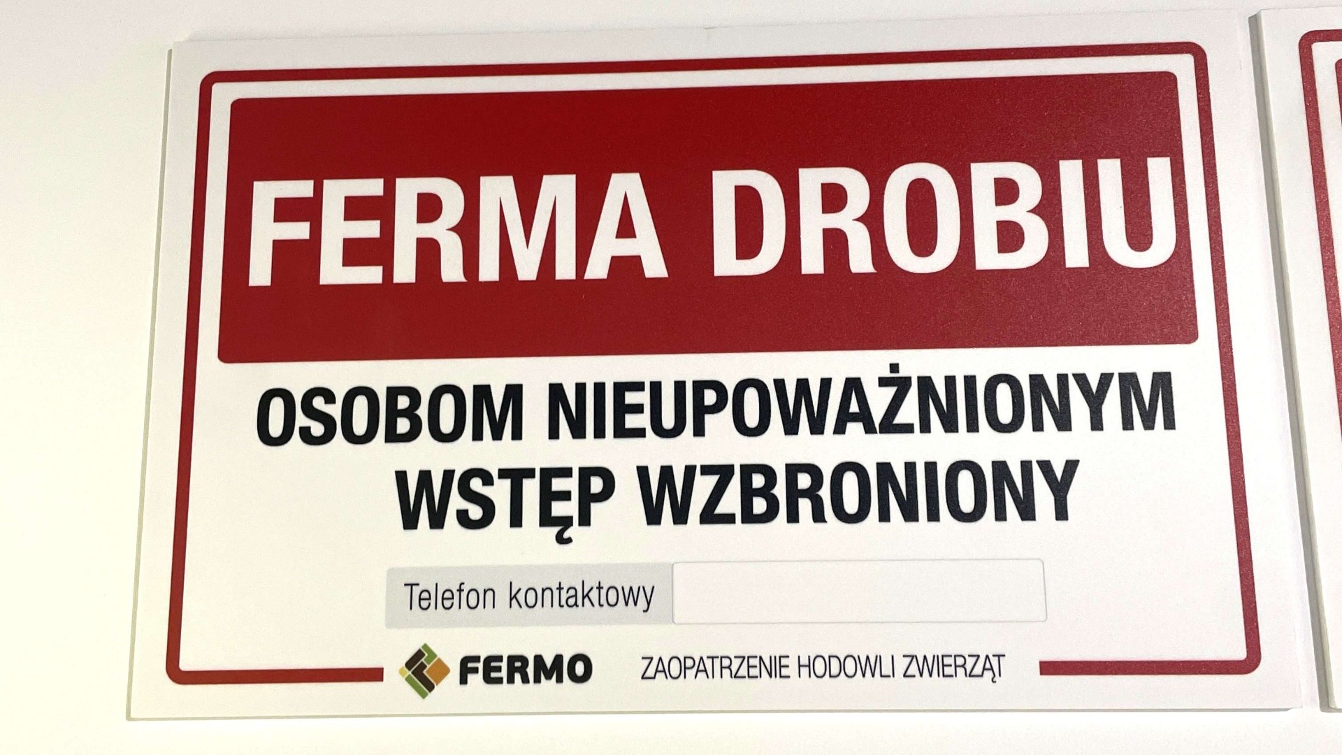 Poultry farm warning sign
